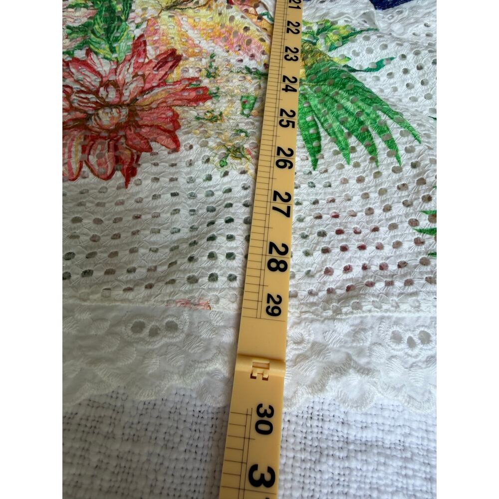 Farm Rio Cotton White Eyelet Midi Skirt, Size Small (Flaws) - Picture 9 of 11